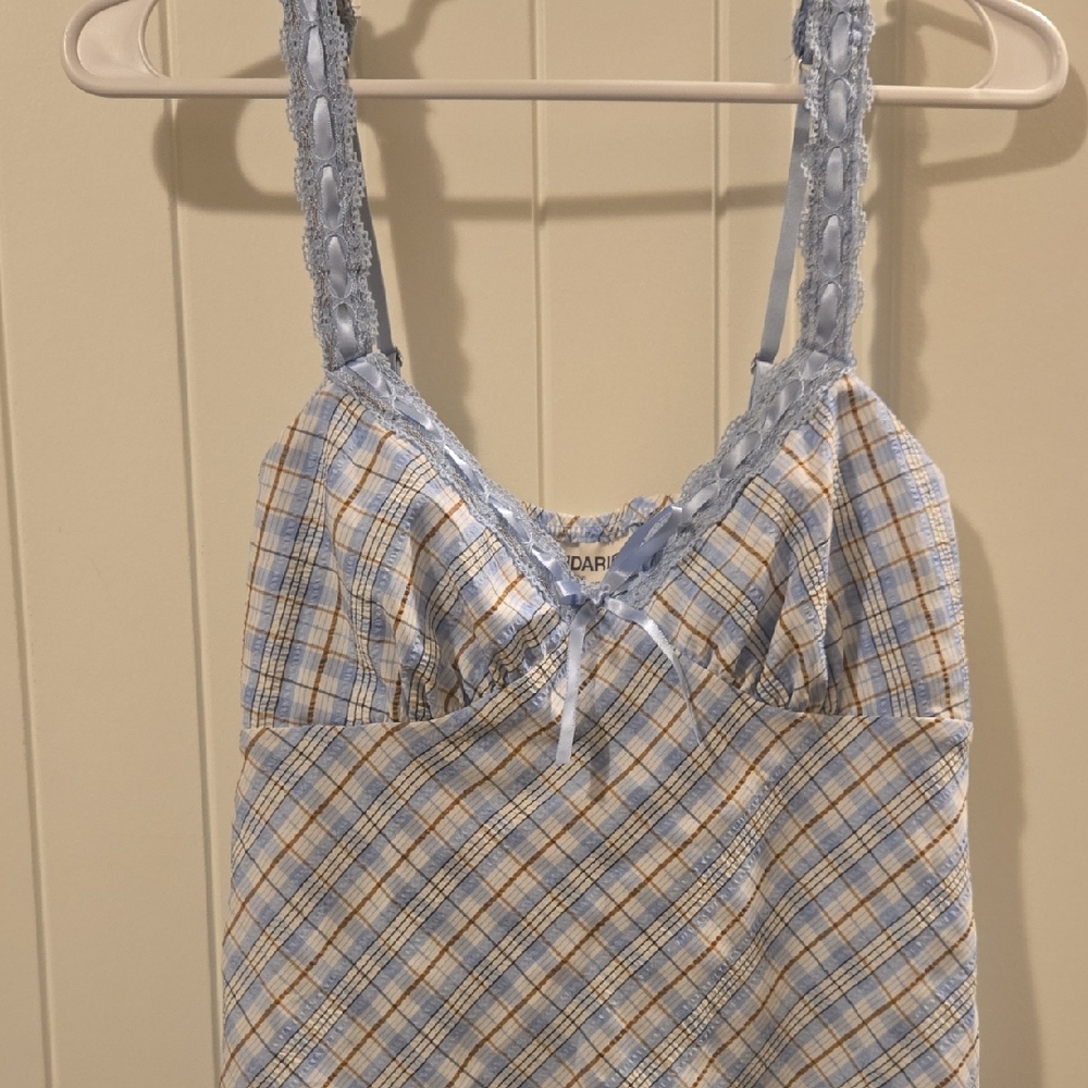 No Boundaries Plaid Babydoll Top